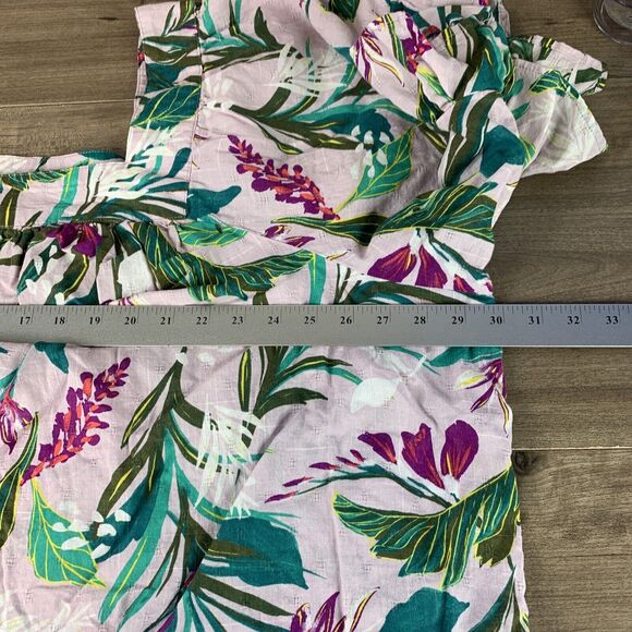 Terra & Sky Womens Plus Size 3X Purple Tropical Square Neck Top Short Sleeve - Picture 7 of 9